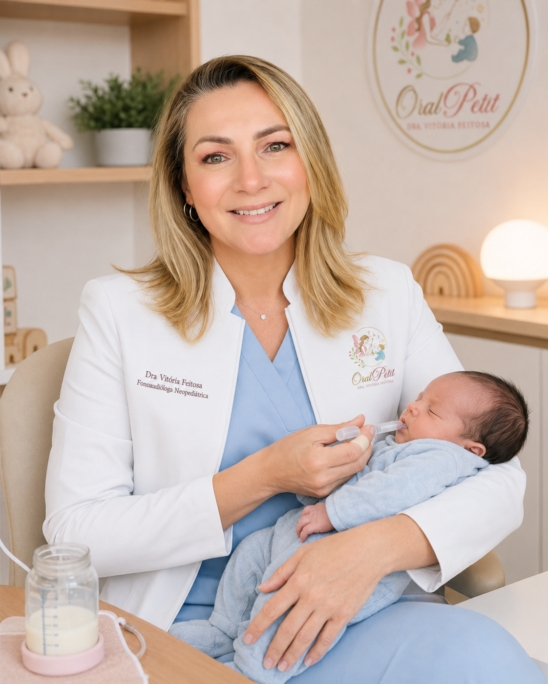 Dra. Vitória em atendimento com um bebê